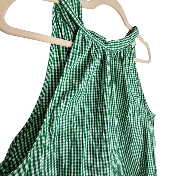 J Crew Tank Top Halter Tank Top High Neck Tank Top Gingham Top 10 Green White - Picture 4 of 8